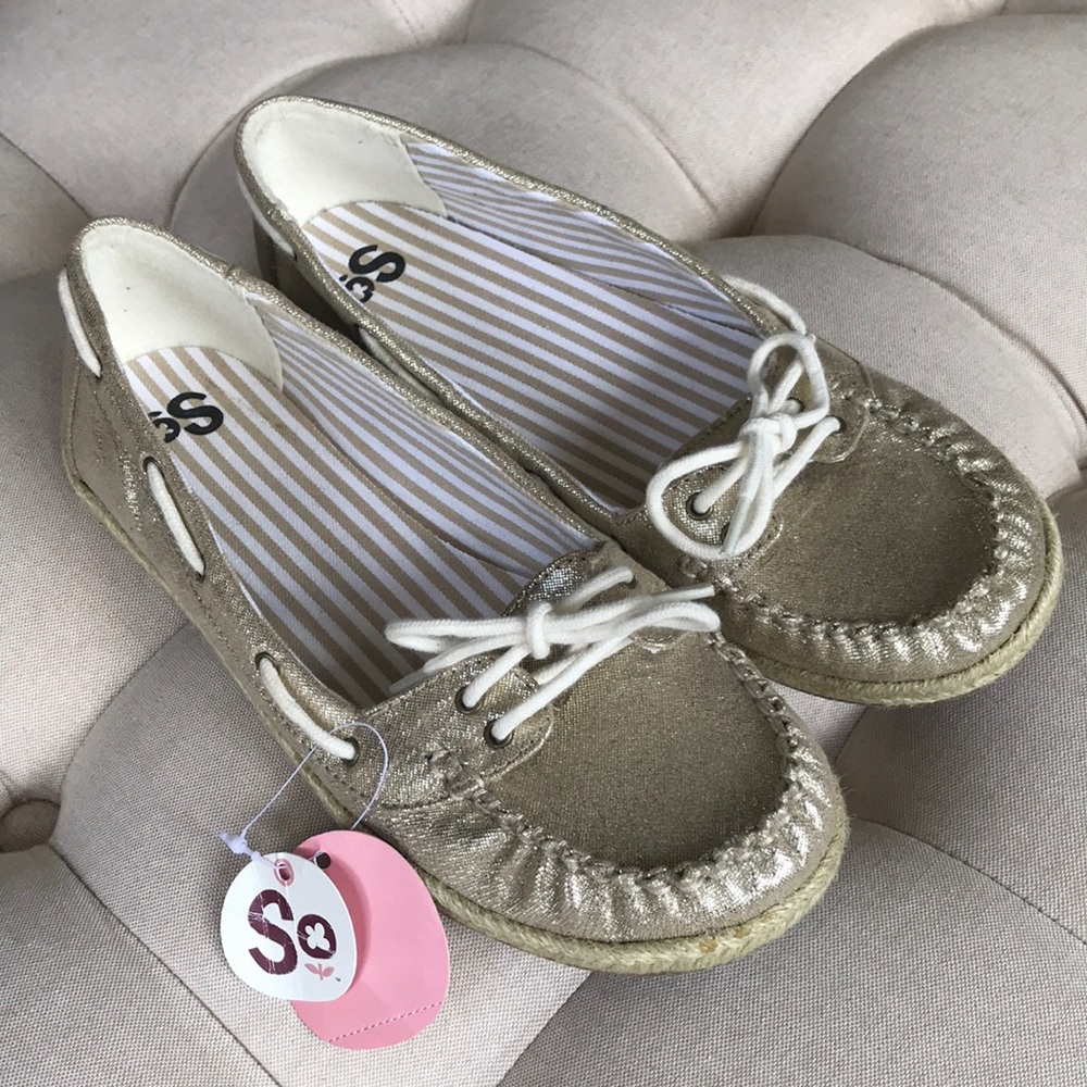 🆕 SO Gold Metallic Boat Shoes